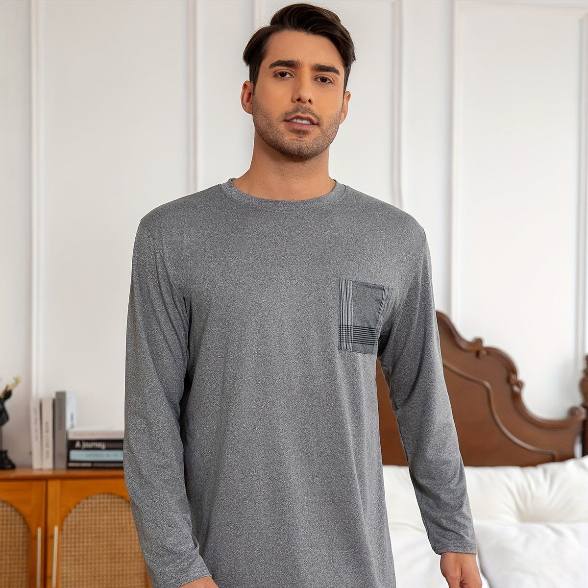 Men's Relaxed Check Pyjamas | Grey