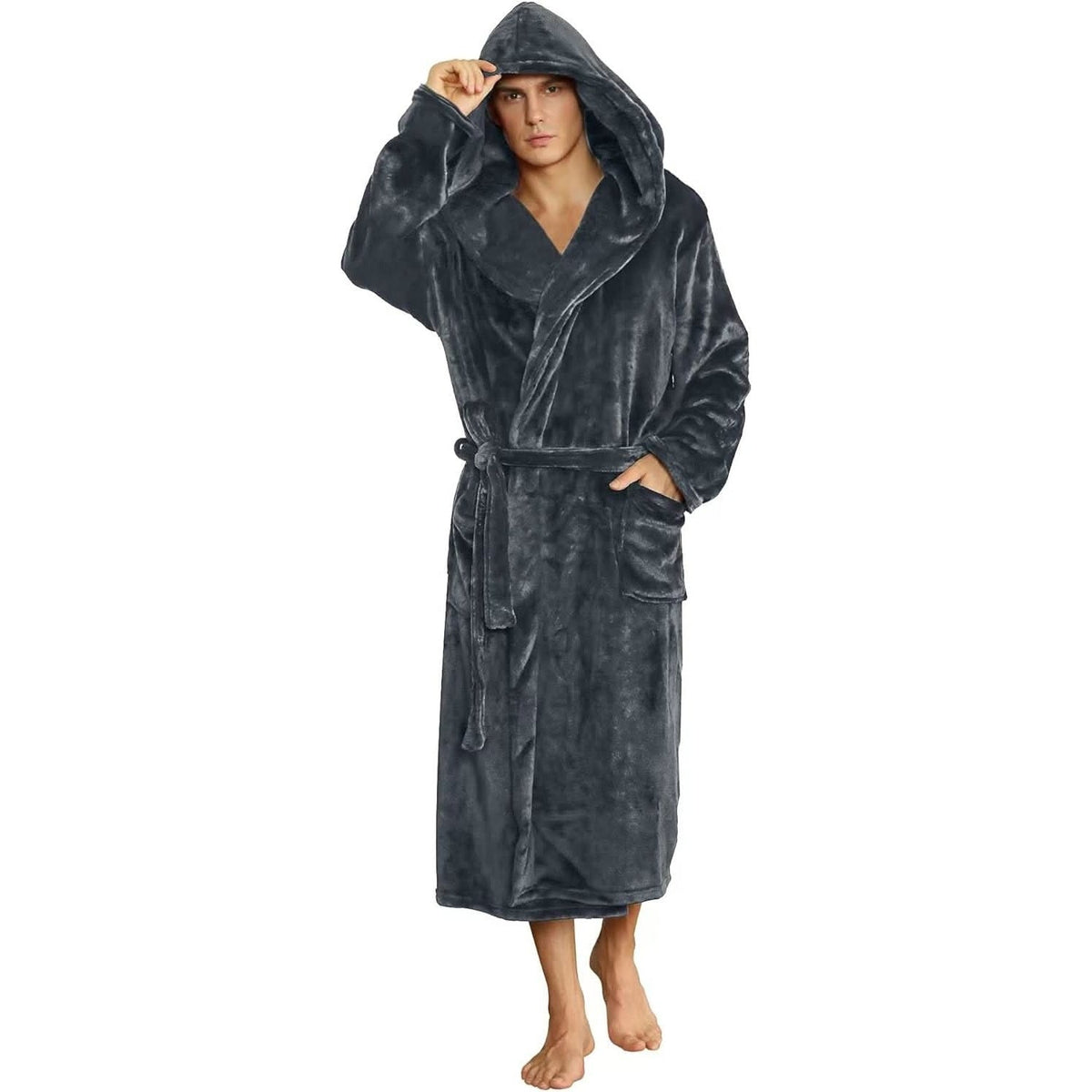 Men's Hooded Fleece Dressing Gown | Two Tone | 10 Colours