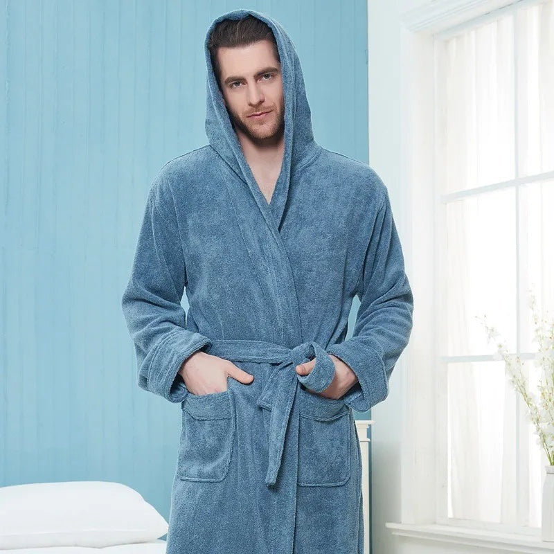 Men's Hooded Terry Dressing Gown | Belted | 5 Colours