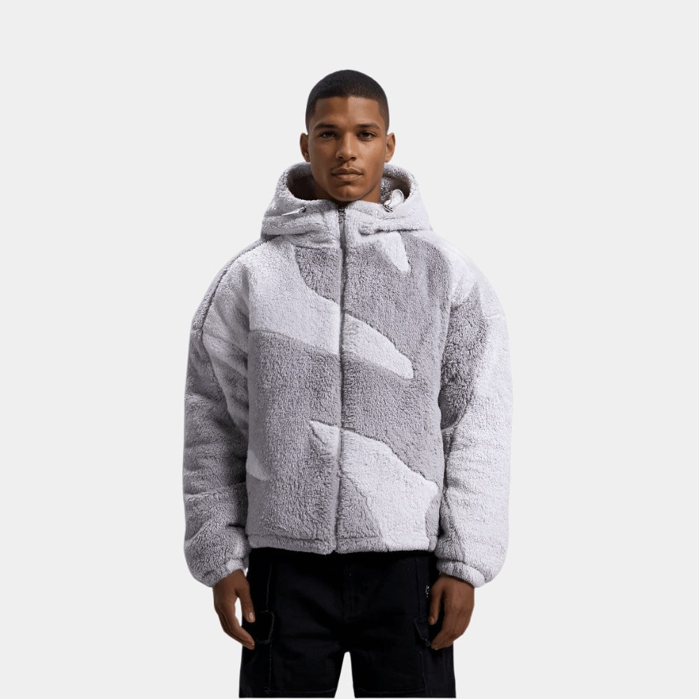 Men's Sherpa Hooded Jacket | Two Tone | Full Zip | 4 Colours