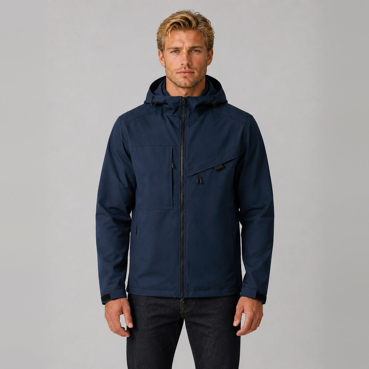 Men's Hooded Outdoor Jacket | Wind Resistant | Water Resistant | Zip Pockets
