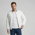 Men's Bomber Jacket | Striped Rib Trim | Stand Collar | Water Repellent