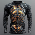 Long sleeve top with flaming skeletal ribcage print, worn by a man | Chaps London