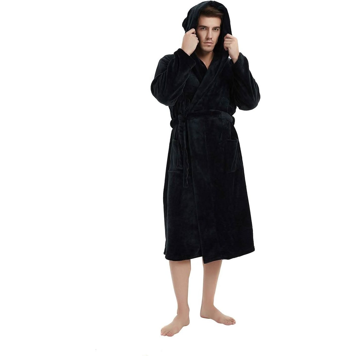 Men's Hooded Fleece Dressing Gown | Two Tone | 10 Colours