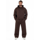Men's Cropped Hoodie Set | Baggy Trousers | Brown