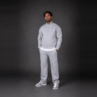 Man wearing light grey zip jacket and matching tracksuit pants | Chaps London