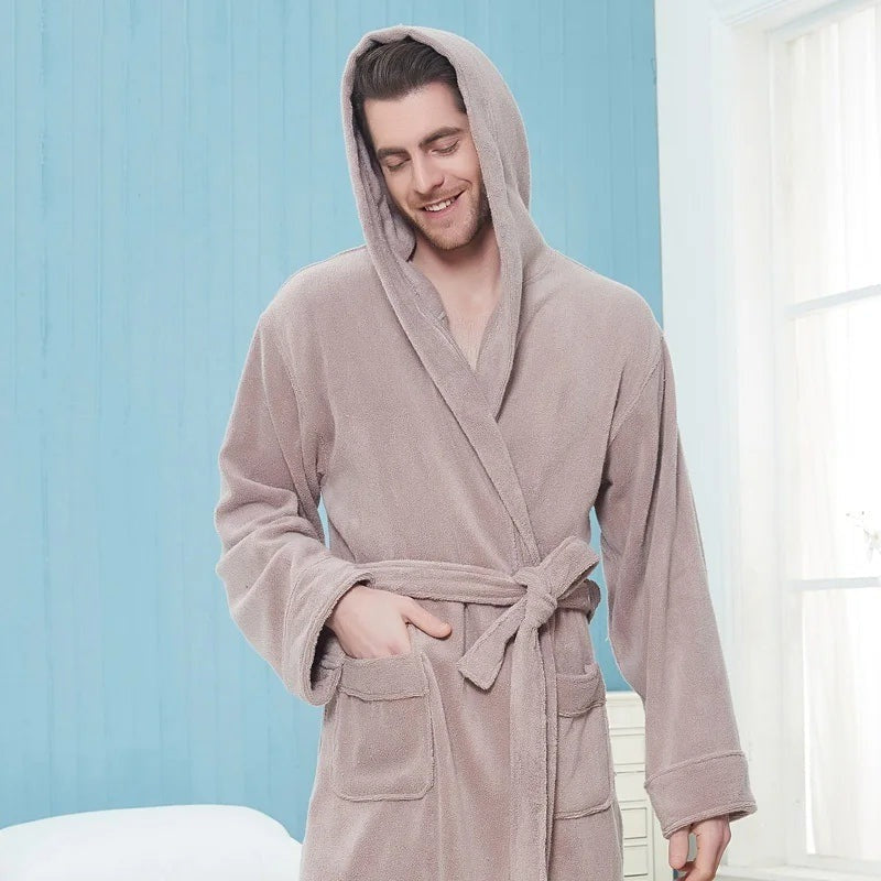 Men's Hooded Terry Dressing Gown | Belted | 5 Colours