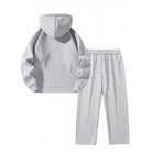 Gray half-zip hoodie and wide-leg joggers tracksuit, back view, flat lay | Chaps London