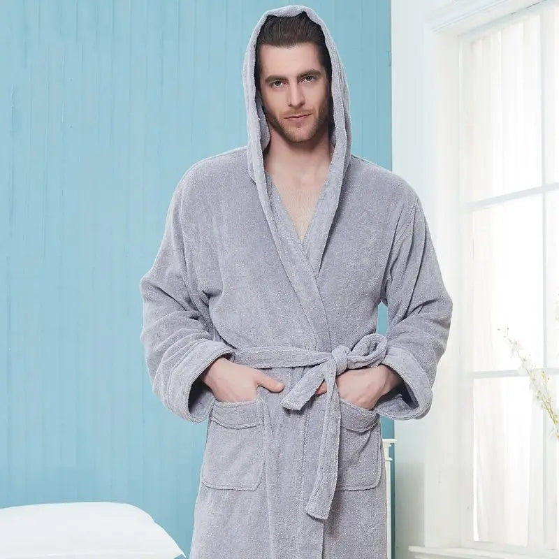 Men's Hooded Terry Dressing Gown | Belted | 5 Colours