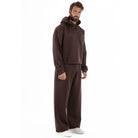 Men's Cropped Hoodie Set | Baggy Trousers | Brown