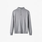 Gray half-zip jumper, flat lay, ribbed collar and cuffs visible | Chaps London