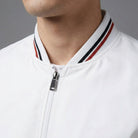 Men's Bomber Jacket | Striped Rib Trim | Stand Collar | Water Repellent