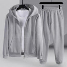 Gray zip hoodie and matching joggers displayed on hanger and mannequin | Chaps London