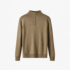 Olive green half zip jumper with high neck, shown flat | Chaps London