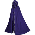 Purple hooded cloak with white moon phase trim, shown on mannequin | Chaps London