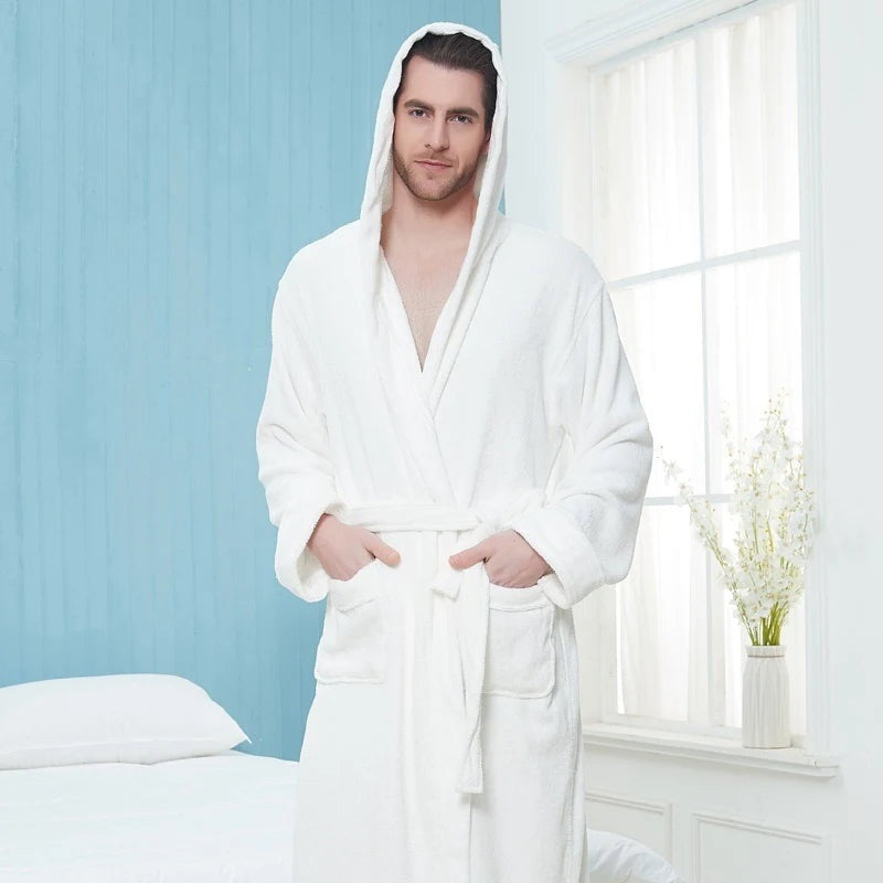 Men's Hooded Terry Dressing Gown | Belted | 5 Colours