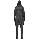 Black hooded cardigan with textured print worn by man, rear view | Chaps London