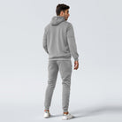 Man wearing gray zip hoodie and matching joggers, rear view | Chaps London