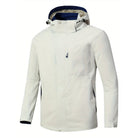 Light gray hooded jacket with navy trim, worn by male model | Chaps London