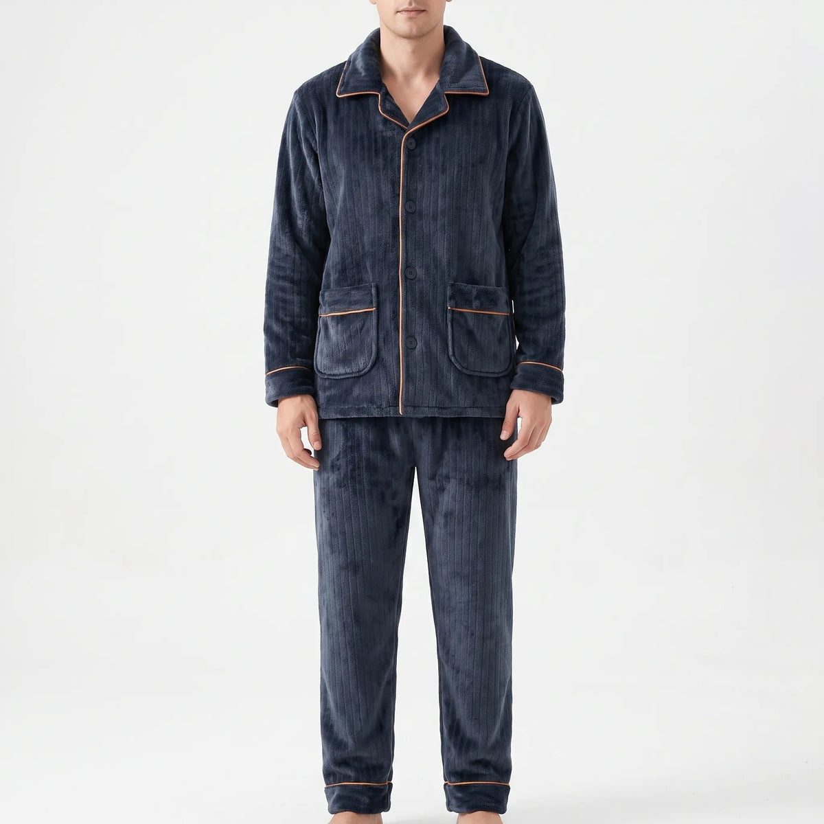 Men's Fleece Pyjamas with Collar | Button Front | 7 Styles