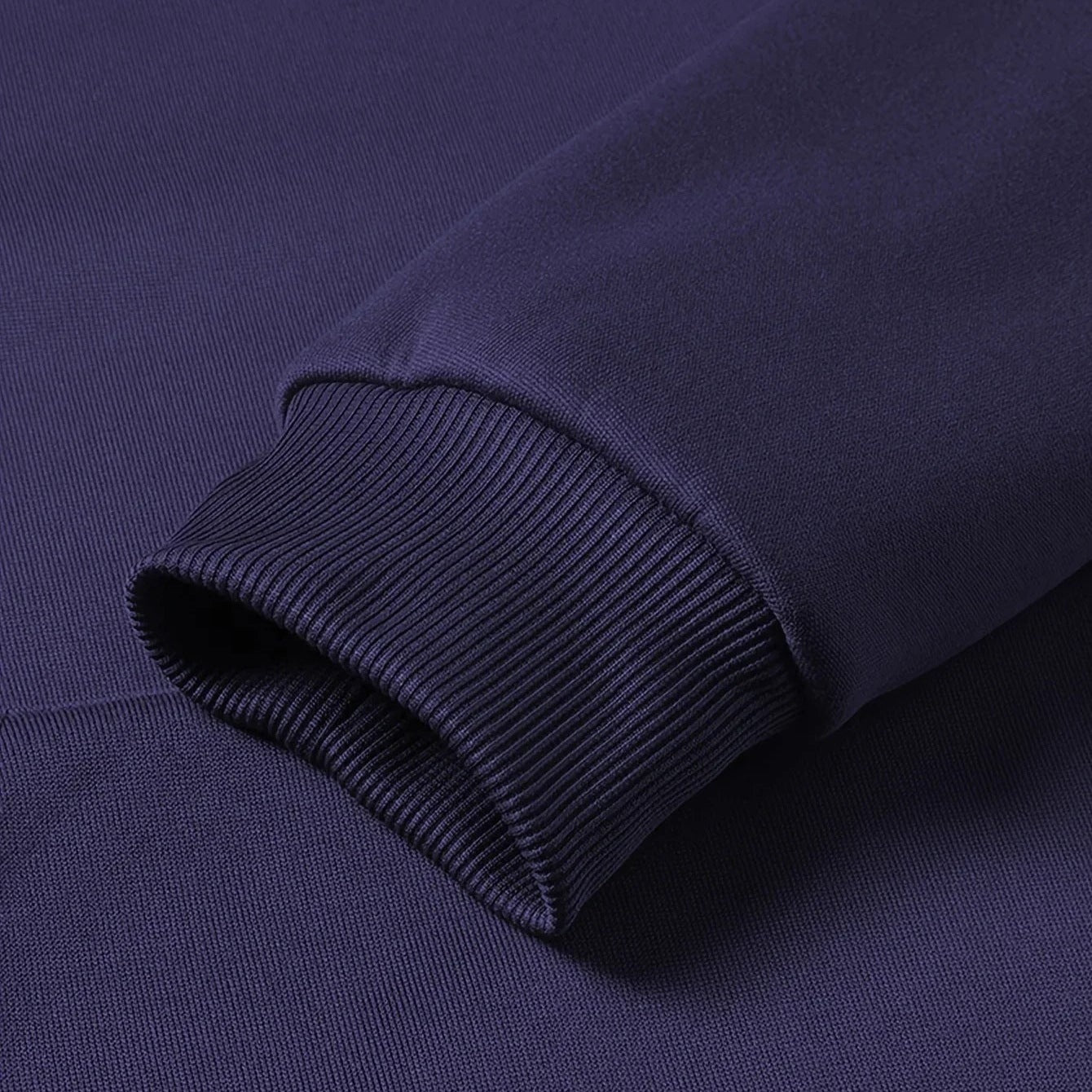 Close-up of navy hoodie cuff showing ribbed knit texture and fabric detail | Chaps London
