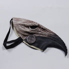 Raven plague doctor mask, black and gray, shown flat with strap | Chaps London