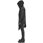 Black hooded cardigan with circuit print, worn by a standing man | Chaps London