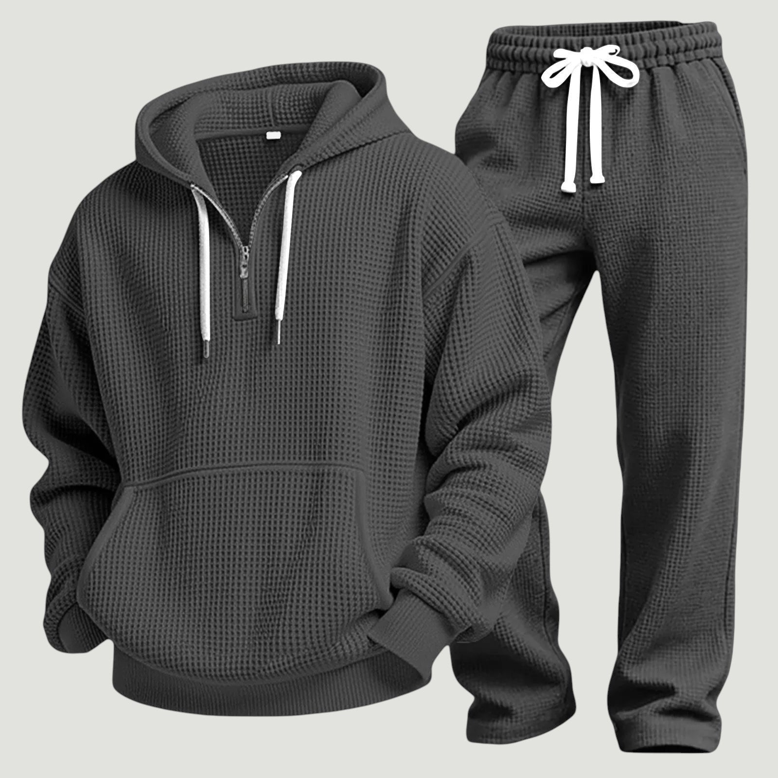 Men's Waffle Half Zip Tracksuit | Hoodie and Joggers | 6 Colours