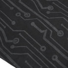 Close-up of black fabric with gray circuit board pattern design | Chaps London