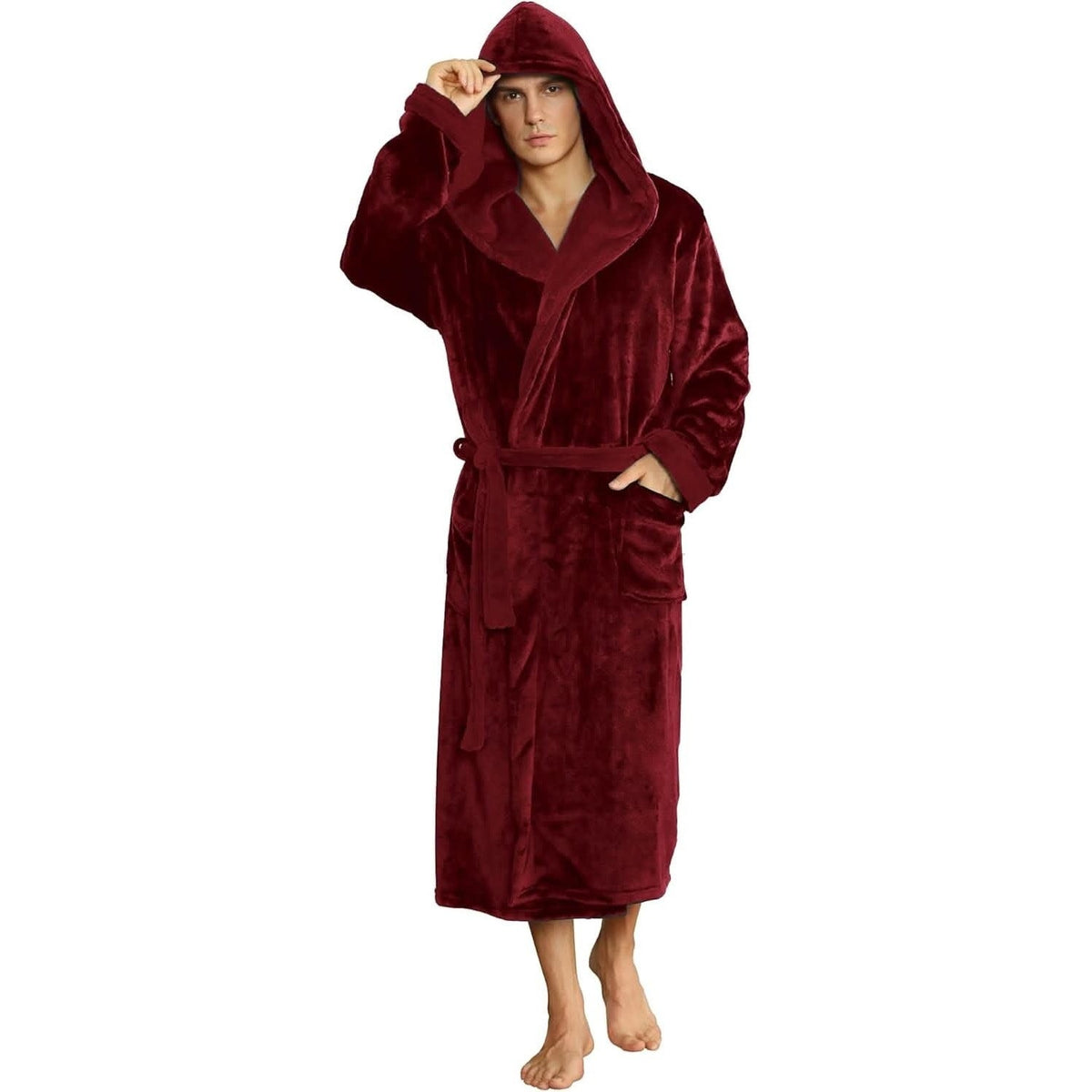 Men's Hooded Fleece Dressing Gown | Two Tone | 10 Colours