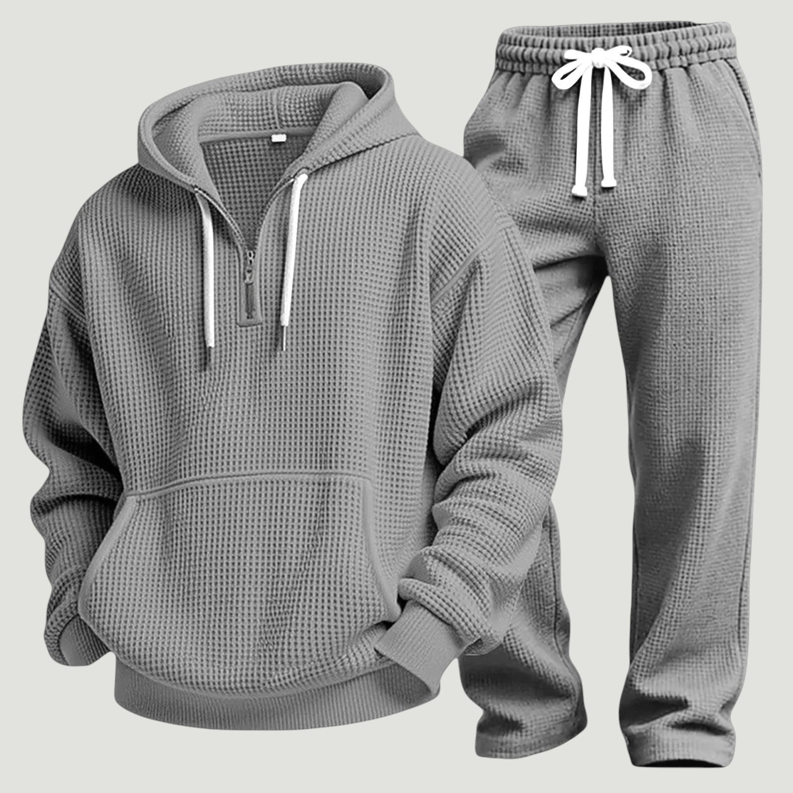 Men's Waffle Half Zip Tracksuit | Hoodie and Joggers | 6 Colours