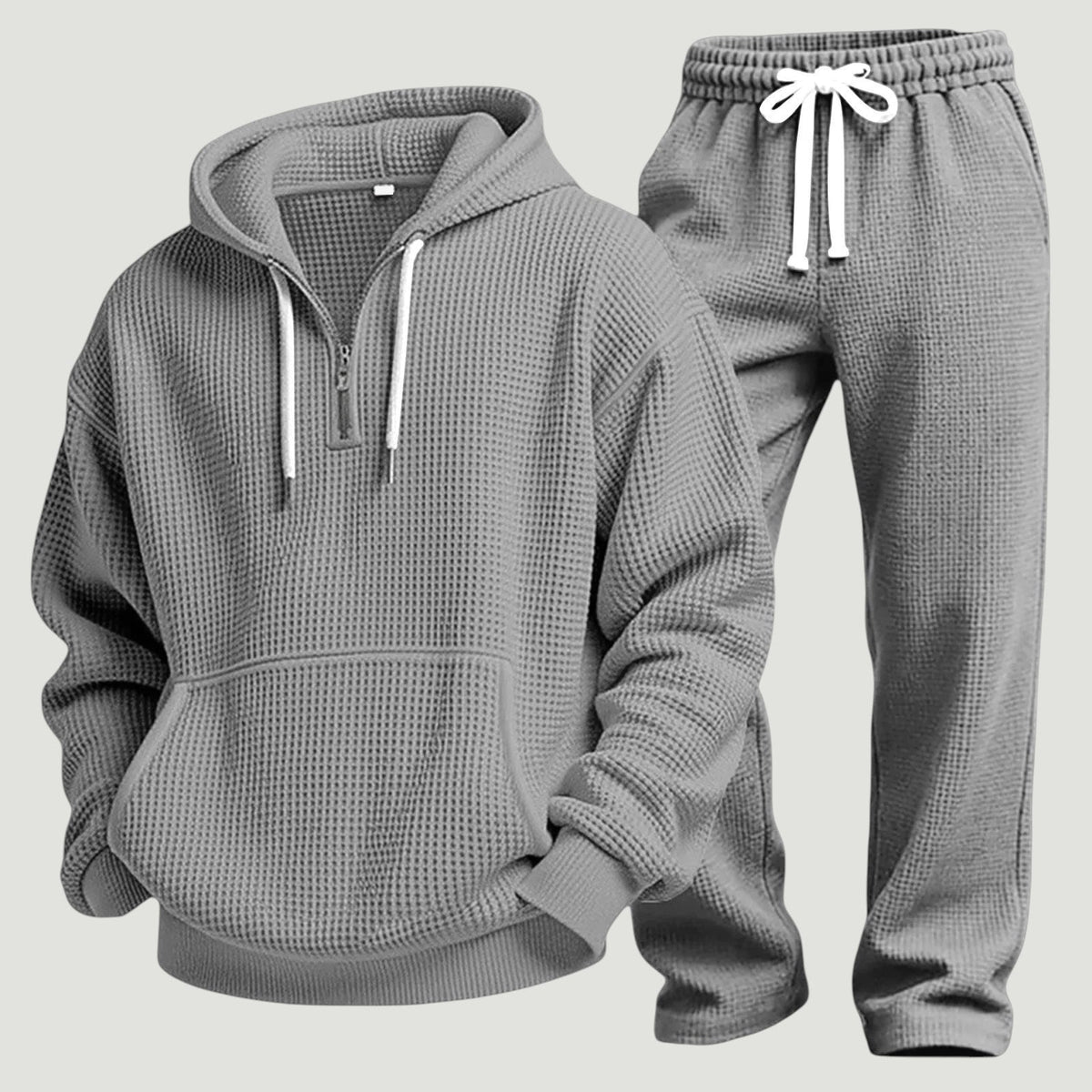 Men's Waffle Half Zip Tracksuit | Hoodie and Joggers | 6 Colours