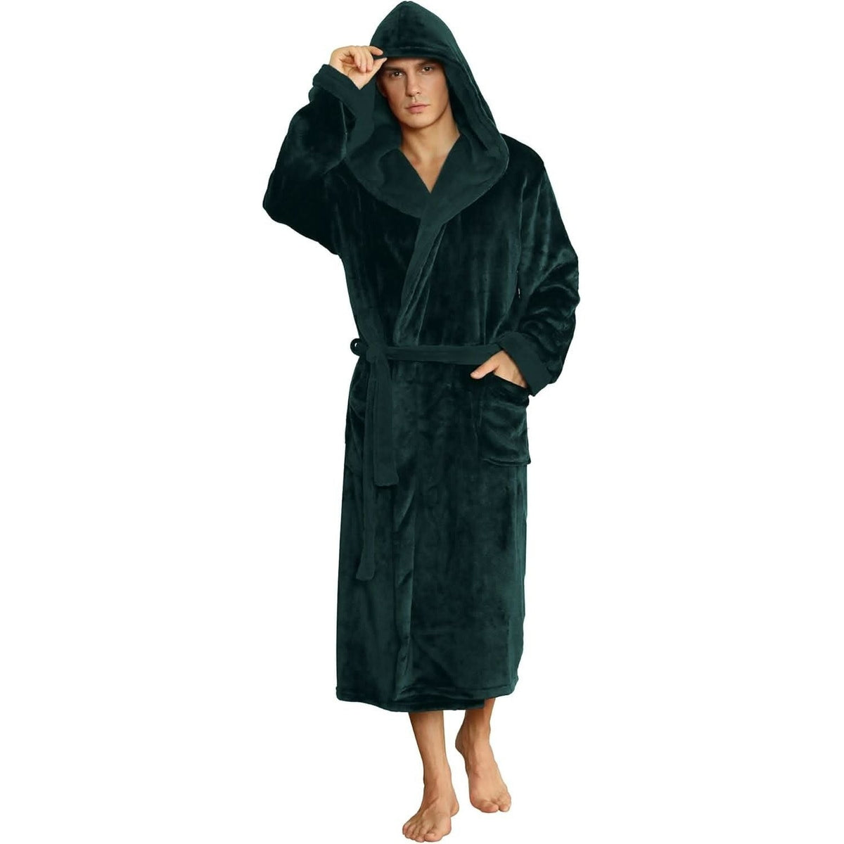 Men's Hooded Fleece Dressing Gown | Two Tone | 10 Colours