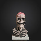 White latex skull mask with pink hair displayed on mannequin bust | Chaps London
