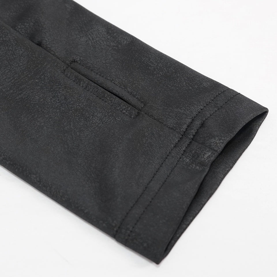Black textured cuff close-up showing seam detail and welt pocket on sleeve | Chaps London
