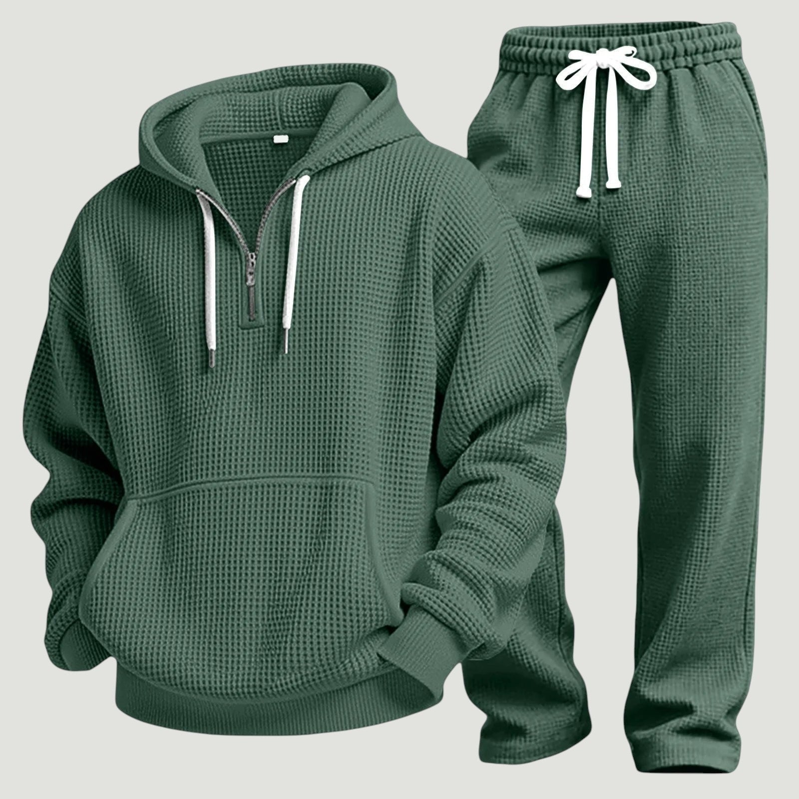 Men's Waffle Half Zip Tracksuit | Hoodie and Joggers | 6 Colours