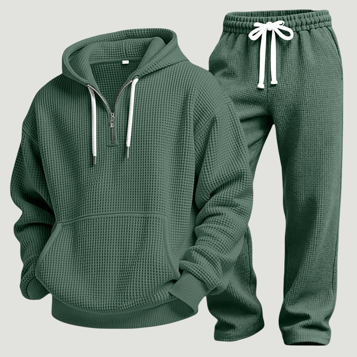Men's Waffle Half Zip Tracksuit | Hoodie and Joggers | 6 Colours