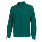 Teal green lace-up collared shirt with long sleeves, laid flat | Chaps London