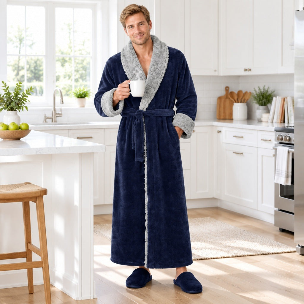 Men's Coral Fleece Dressing Gown | Shawl Collar | 3 Colours