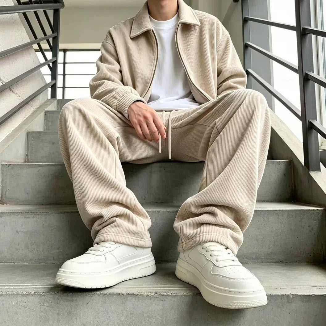 Men's Corduroy Lounge Set | Zip Jacket | Wide Trousers