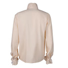 Cream ruffle-cuff shirt back view worn by person, high collar | Chaps London