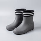 Gray ankle wellies with black and white striped cuffs, unworn pair | Chaps London