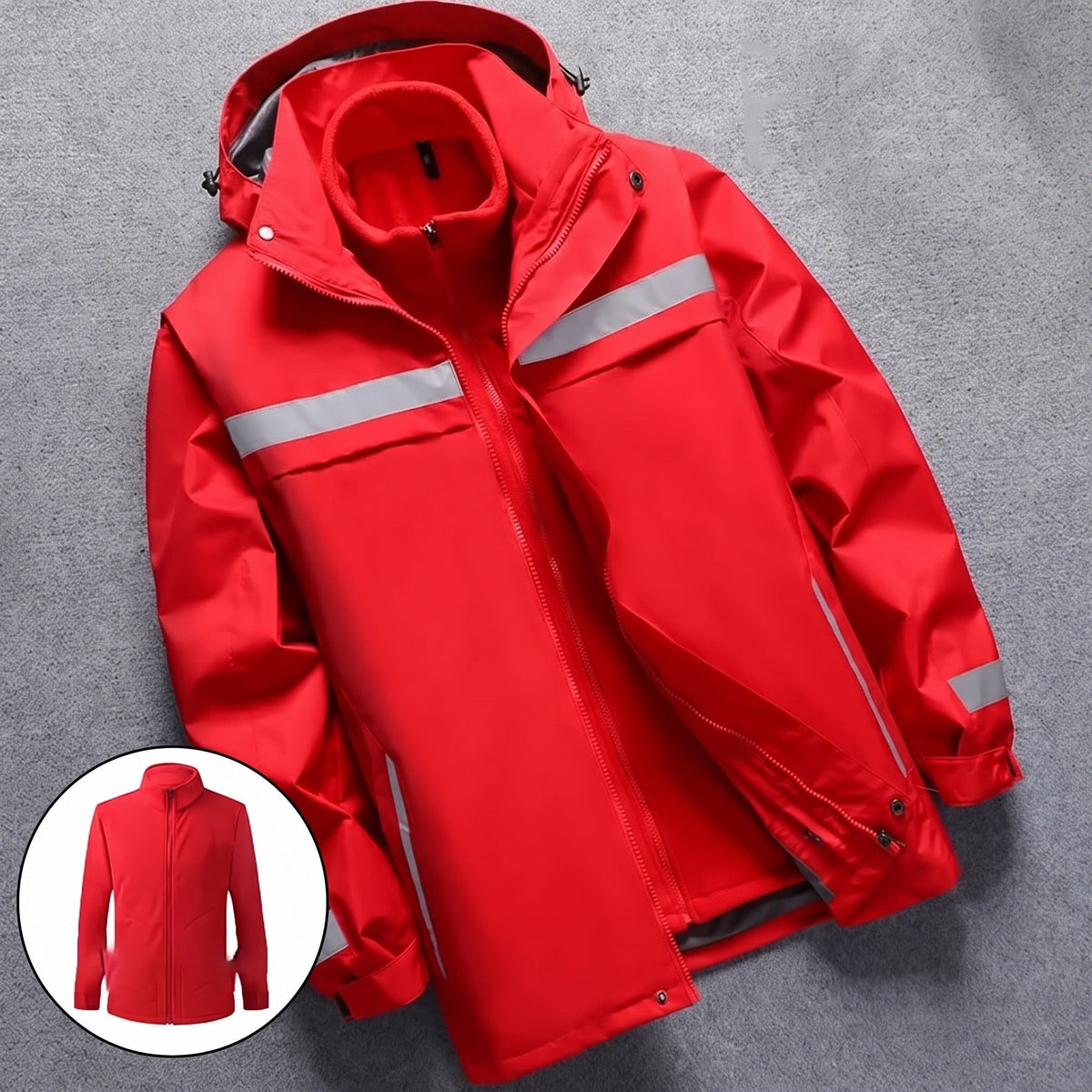 Men's 3-in-1 Jacket | Reflective | Detachable Fleece Liner | Hooded