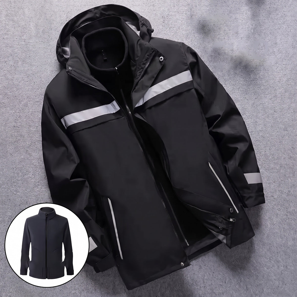 Men's 3-in-1 Jacket | Reflective | Detachable Fleece Liner | Hooded
