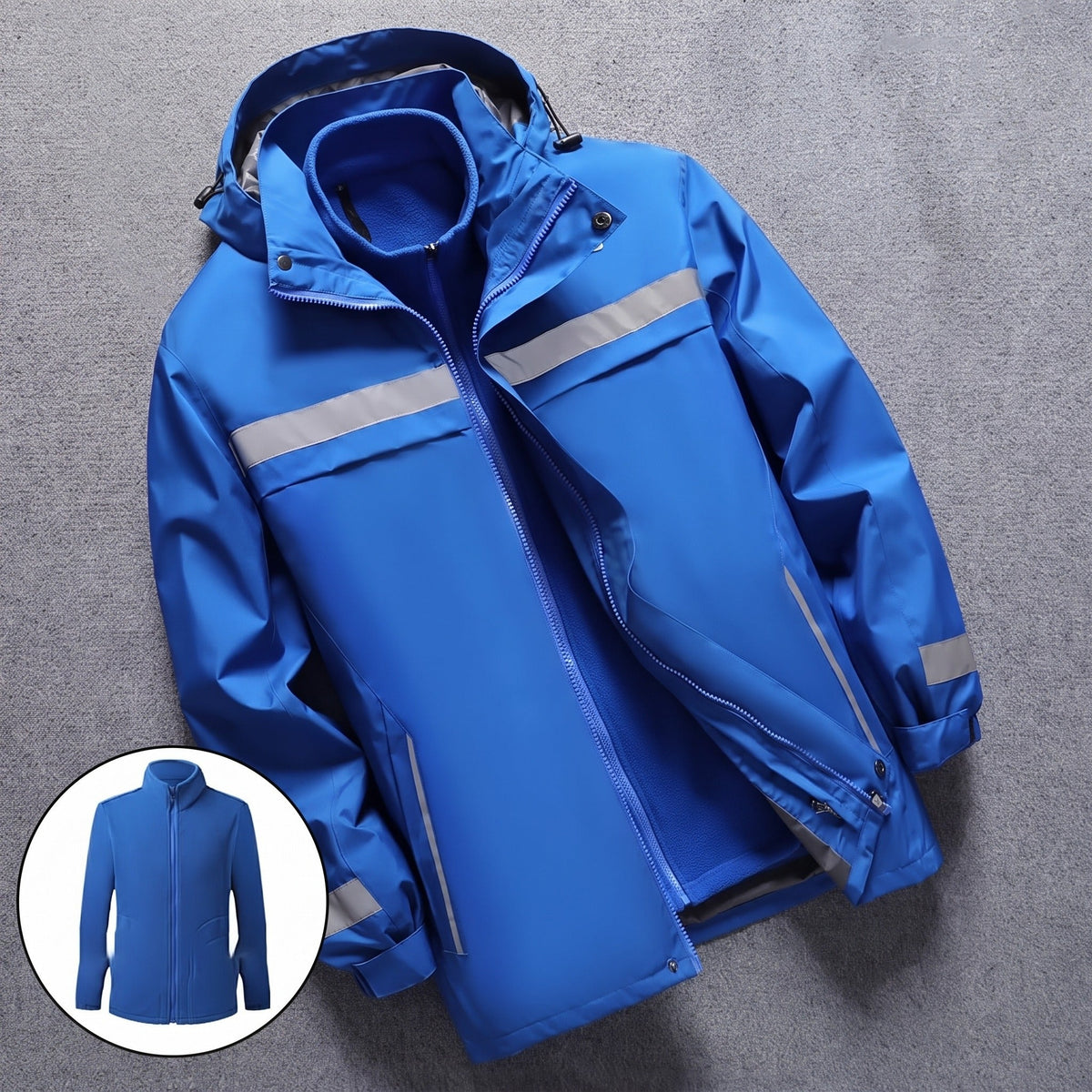 Men's 3-in-1 Jacket | Reflective | Detachable Fleece Liner | Hooded