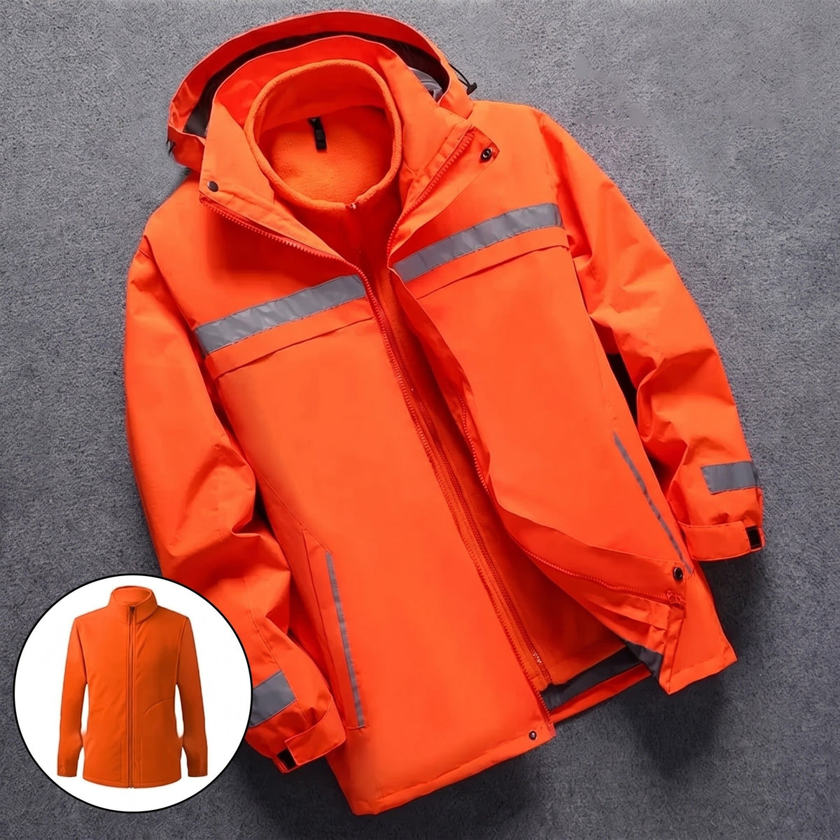 Men's 3-in-1 Jacket | Reflective | Detachable Fleece Liner | Hooded