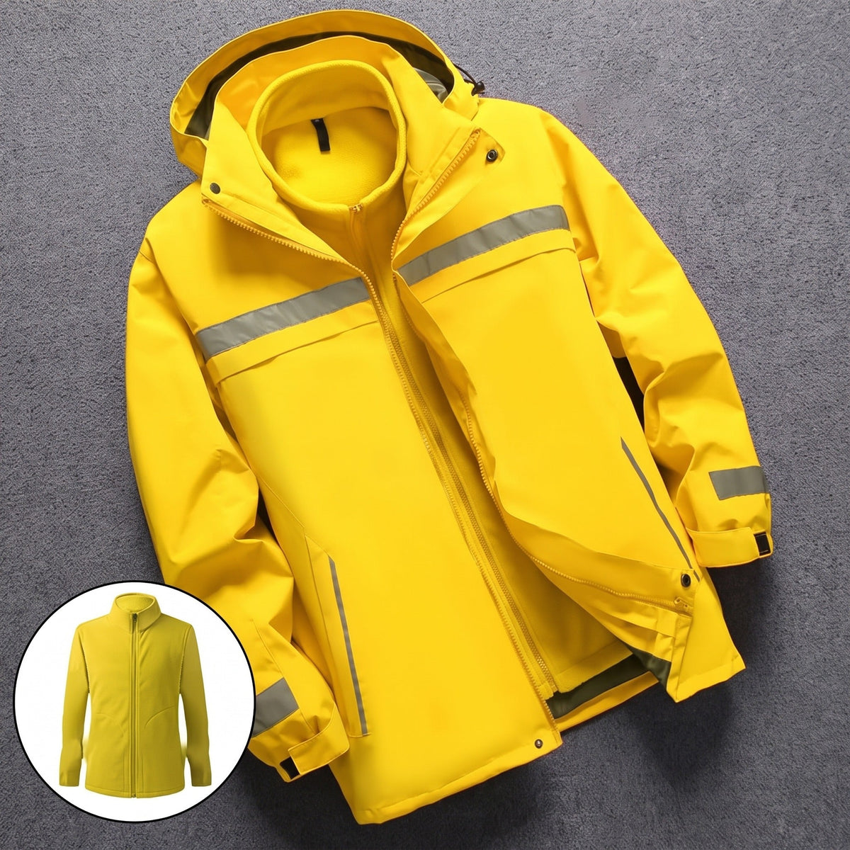 Men's 3-in-1 Jacket | Reflective | Detachable Fleece Liner | Hooded
