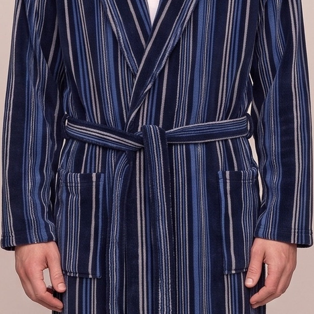Men's Striped Fleece Dressing Gown | 2 Colours