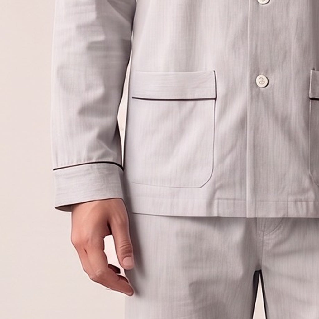 Men's Cotton Twill Pyjamas | Light Grey