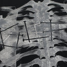 Close-up of black and white abstract print fabric with waffle texture | Chaps London